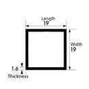 High-Quality Aluminium Square Tube – 19mm x 19mm x 1.6mm | Durable, Lightweight & Corrosion-Resistant