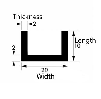 Aluminium Channel 20mm x 10mm x 2mm