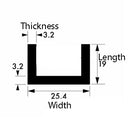 Premium 25.4mm x 19mm x 3.2mm Aluminium U Channel - Durable & Lightweight for Framing, Brackets, and Construction