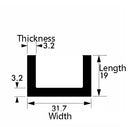 Premium 31.7mm x 19mm x 3.2mm Aluminium Channel – Strong & Durable, Ideal for Structural & Custom Applications