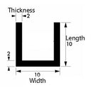 Aluminium U-Channel 10 mm × 10 mm × 2 mm – Plain Finish, 6060/6063-T6 Alloy Extrusion for Frames, Signage, Edge Trim & Architectural Applications
