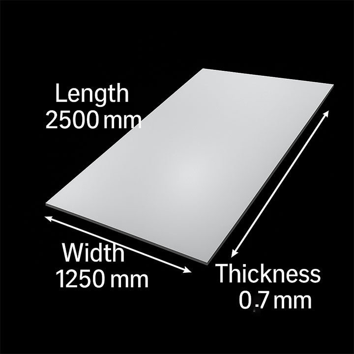 Stainless Steel Sheet 2500 mm x 1250 mm x 0.7 mm 304 2B