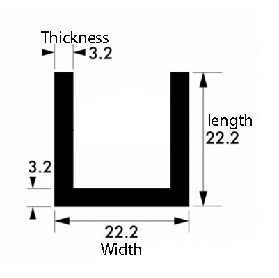 Decorative Brushed Polished Aluminium Channel 22.2mm × 22.2mm × 3.2mm (7/8" × 7/8" × 1/8") – Premium 6063-T6 Satin Alloy U-Section, Sleek, Durable & Corrosion-Resistant Metal Profile for Frames, Trims & Creative Projects