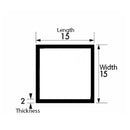 Aluminium Square Tube 15mm x 15mm x 2mm | Lightweight, Durable & Corrosion-Resistant Metal Tubing for DIY & Industrial Use