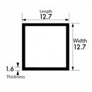 High-Quality Aluminium Square Tube - 12.7mm x 12.7mm x 1.6mm | Durable & Lightweight Metal Tubing