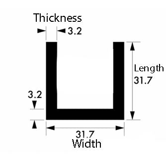 Premium Aluminium U-Channel – 31.7mm × 31.7mm × 3.2mm | Strong, Lightweight 6063-T6 Alloy Profile for Structural, Fabrication & DIY Applications