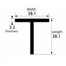 Aluminium T-Section 38.1mm x 38.1mm x 3.2mm – Durable & Ideal for Frameworks, Supports & Engineering