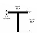 Heavy-Duty Aluminium T-Section – 25.4mm x 25.4mm x 3.2mm (1" x 1" x 1/8") – Strong, Durable & Corrosion-Resistant