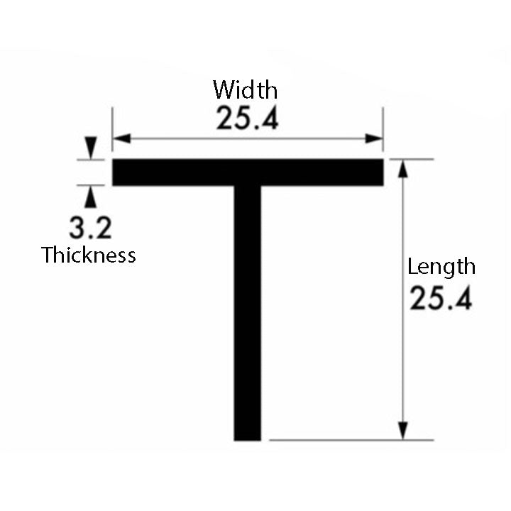 Heavy-Duty Aluminium T-Section – 25.4mm x 25.4mm x 3.2mm (1" x 1" x 1/8") – Strong, Durable & Corrosion-Resistant