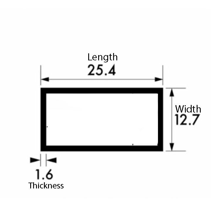 Aluminium Rectangular Tube 25.4mm x 12.7mm x 1.6mm – Strong, Corrosion-Resistant, and Versatile for Fabrication & Construction