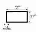 Premium Aluminium Rectangular Tube 40 mm × 20 mm × 1.5 mm – Brushed Polished Finish