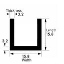 Premium Brushed & Polished Aluminium Channel 15.8mm × 15.8mm × 3.2mm (5/8" × 5/8" × 1/8") – 6063-T6 Satin Alloy U-Profile, Strong, Durable, Rust-Resistant & Easy-to-Fabricate Metal Trim for Frames, Furniture, Edging & DIY Projects