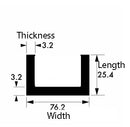 Premium 76.2mm x 25.4mm x 3.2mm Aluminium Channel - Versatile Metal Profile for Industrial, DIY, and Building Use