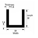 Elite Brushed & Polished Aluminium Channel 19mm × 19mm × 1.6mm (¾" × ¾" × 1/16") – 6063-T6 Satin Finish U-Section, Durable, Lightweight, Rust-Proof Metal Trim for Frames, Furniture, Edging & Creative DIY Projects