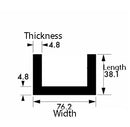 High Quality 76.2mm x 38.1mm x 4.8mm Aluminium U-Channel – Strong, Rust-Proof for Multiple Uses