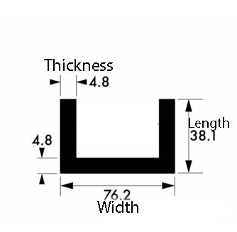 High Quality 76.2mm x 38.1mm x 4.8mm Aluminium U-Channel – Strong, Rust-Proof for Multiple Uses