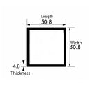 Heavy-Duty Aluminium Square Tube 50.8mm x 50.8mm x 4.8mm | Strong, Weldable Metal for Industrial
