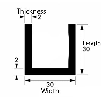 Heavy-Duty 30mm x 30mm x 2mm Aluminium U Channel - Perfect for Commercial and Residential Applications