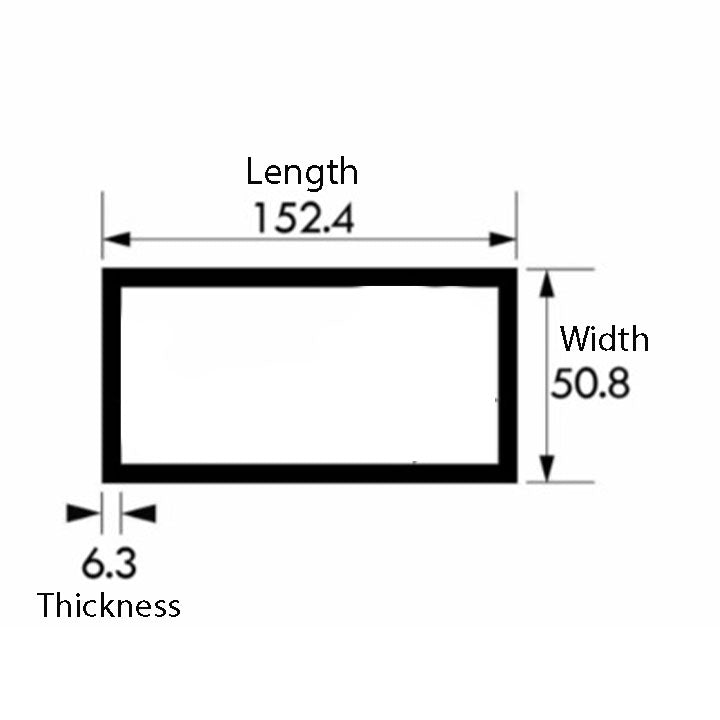 Premium Aluminium Rectangular Tube – 152.4mm x 50.8mm x 6.3mm (6" x 2" x 1/4") – Strong, Durable & Perfect for Construction Projects