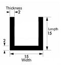 Elite Brushed & Polished Aluminium Channel 15mm × 15mm × 2mm – Premium 6063-T6 Satin Finish U-Section, Strong, Lightweight, Rust-Resistant & Easy-to-Fabricate Metal Trim for Frames, Furniture, Edging & DIY Projects