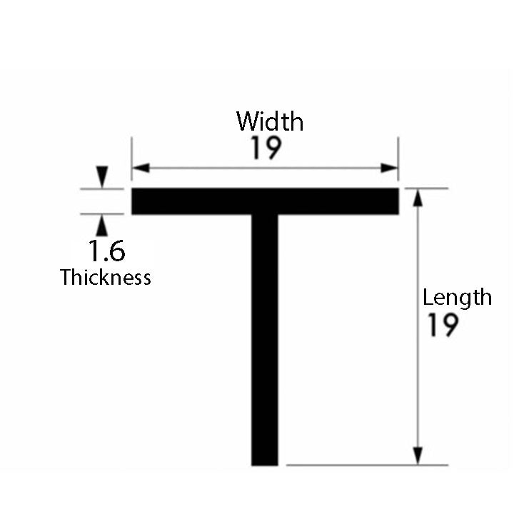 Premium Aluminium T-Section – 19mm x 19mm x 1.6mm (3/4" x 3/4" x 1/16") – Lightweight & Corrosion-Resistant
