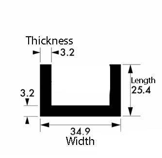 Premium 34.9mm x 25.4mm x 3.2mm Aluminium Channel – Strong, Durable for Custom Fabrication & Structural Applications