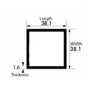 Aluminium Square Tube 38.1mm x 38.1mm x 1.6mm | Lightweight, Strong, and Corrosion-Resistant