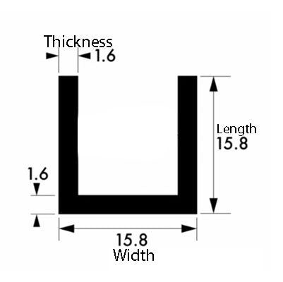 High-Quality Brushed & Polished Aluminium Channel 15.8mm × 15.8mm × 1.6mm (5/8" × 5/8" × 1/16") – 6063-T6 Satin Finish U-Profile, Durable, Lightweight, Rust-Resistant Metal Trim for Frames, Furniture, Edging & DIY Projects