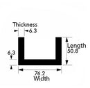 Heavy-Duty 76.2mm x 50.8mm x 6.3mm Aluminium Channel –  Corrosion-Resistant U-Channel Bar