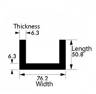 76.2mm x 50.8mm x 6.3mm Aluminium Channel – Heavy-Duty, Corrosion-Resistant U-Channel Bar