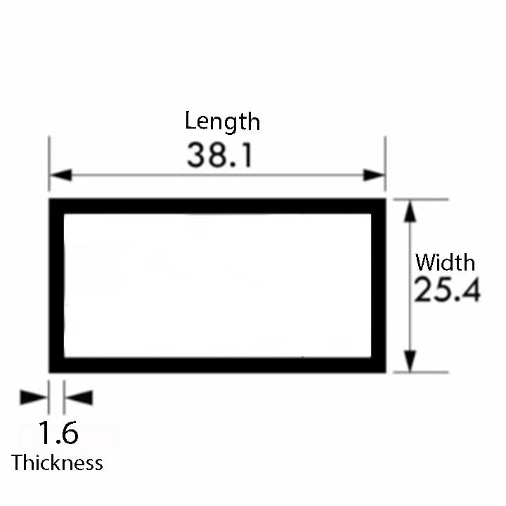 Strong Aluminium Rectangular Tube – 38.1mm x 25.4mm x 1.6mm (1 1/2" x 1" x 16swg) |  Lightweight & Corrosion-Resistant Metal Tubing for DIY, Furniture, Construction & Industrial Projects