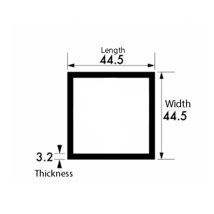 Aluminium Square Tube 44.5mm x 44.5mm x 3.2mm | High-Strength, Weldable Metal for Industrial