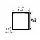 Heavy-Duty Aluminium Square Tube – 50.8mm x 50.8mm x 3.2mm (2" x 2" x 10swg) – Plain Finish Industrial-Grade Box Section, Corrosion-Resistant Lightweight Metal Tubing for DIY Creations, Modern Furniture & Structural Engineering Projects