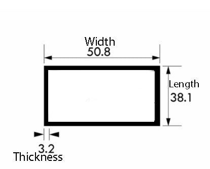 Aluminium Rectangular Tube 50.8mm × 38.1mm × 3.2 mm – Brushed Polished Premium Alloy Section