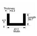 Precision 6063-T6 Aluminium U-Channel – 63.5 mm × 38.1 mm × 6.35 mm – Strong, Corrosion-Resistant Extrusion for Structural, Fabrication & DIY Projects