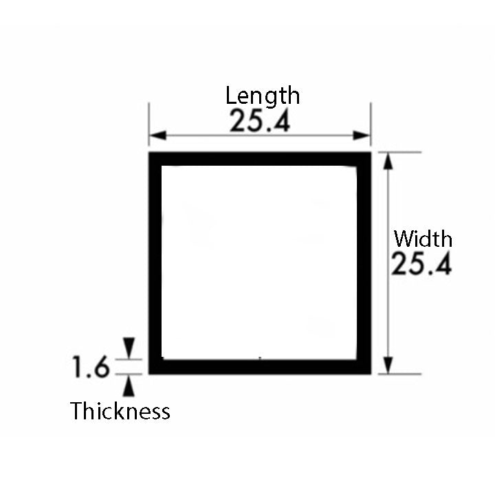 High Quality 25.4mm x 25.4mm x 1.6mm Aluminium Square Tube | Premium Grade Metal for Structural, DIY & Industrial Use