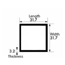 Elite Aluminium Square Tube – 31.7mm x 31.7mm x 3.2mm (1 1/4" x 1 1/4" x 10swg) – Plain Finish, Ultra-Durable Lightweight Box Section for High-End DIY Builds, Modern Furniture Frames & Structural Engineering Projects