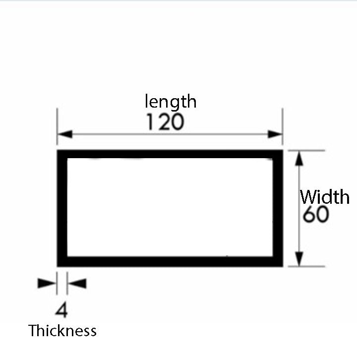 Premium Aluminium Rectangular Tube – Grade 6082-T6 Alloy | 120mm ×60mm ×4 mm | Durable & Lightweight Metal for Frames, Rails & Fabrication