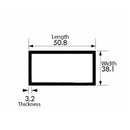 Durable Aluminium Rectangular Tube – 50.8mm x 38.1mm x 3.2mm (2" x 1 1/2" x 10swg) | High-Strength, Rust-Proof & Precision-Cut Metal Tubing for Industrial, Construction & DIY Projects
