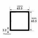 Heavy-Duty Aluminium Square Tube 63.5mm x 63.5mm x 3.2mm | Strong, Weldable Metal for Industrial, DIY & Structural Applications