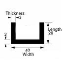 Premium 40mm x 20mm x 3mm Aluminium Channel - Corrosion-Resistant, Industrial Grade, for DIY & Construction