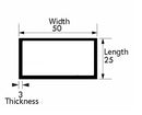 Decorative Aluminium Rectangular Tube 50mm × 25mm × 3 mm – Brushed Polished Alloy Profile