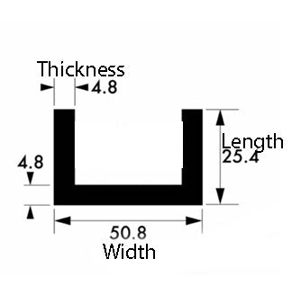 Heavy-Duty Aluminium U Channel – 50.8mm x 25.4mm x 4.8mm – Structural & Engineering Applications