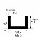 Heavy Duty Aluminium Channel - 152.4mm x 76.2mm x 6.3mm x 9.5mm for Robust Construction