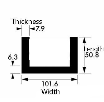Premium 101.6mm x 50.8mm x 6.3mm x 7.9mm Aluminium Channel - Heavy Duty, Standard Mill Finish