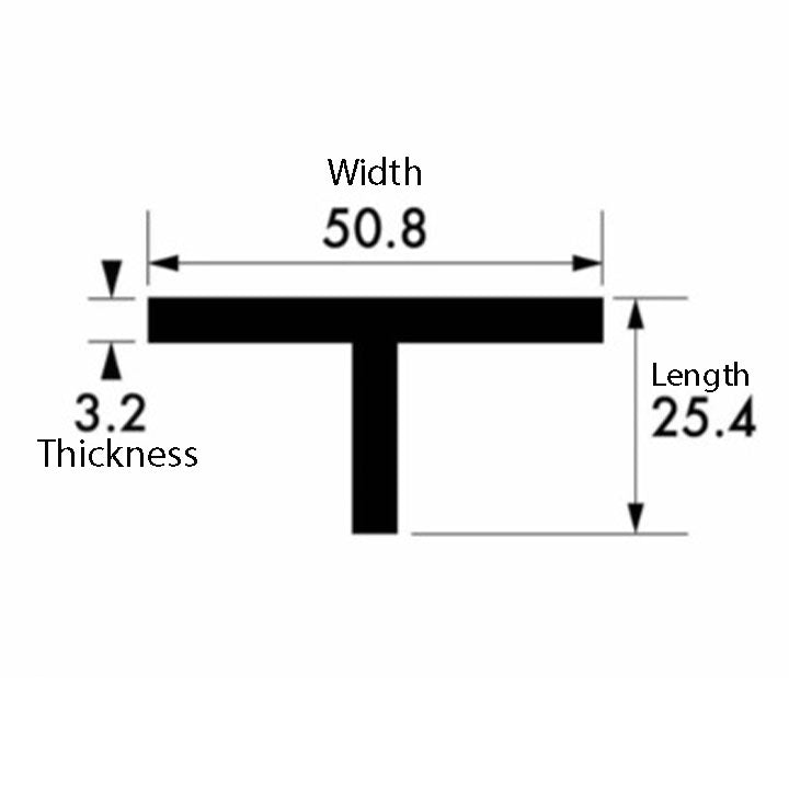 50.8mm x 25.4mm x 3.2mm Aluminium T-Section – High-Strength, Lightweight & Corrosion-Resistant