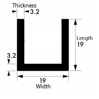 High-Strength Brushed Polished Aluminium Channel 19mm × 19mm × 3.2mm – 6063-T6 Satin Finish U-Section, Heavy-Duty, Corrosion-Resistant & Easy-to-Fabricate Trim for Frames, Furniture & Edging