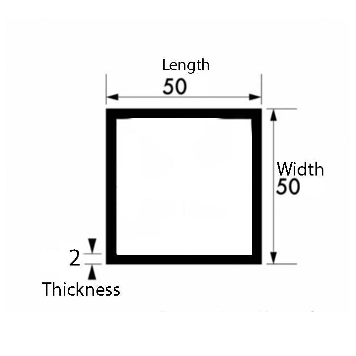 High-Quality 50mm x 50mm x 2mm Aluminium Square Tube for Industrial Use
