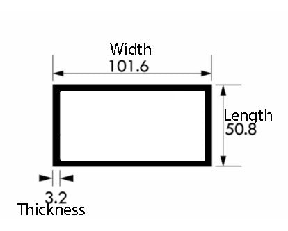 Aluminium Rectangular Tube 101.6mm x 50.8mm x 3.2mm – Superior 6082 T6 for Fabrication & Construction