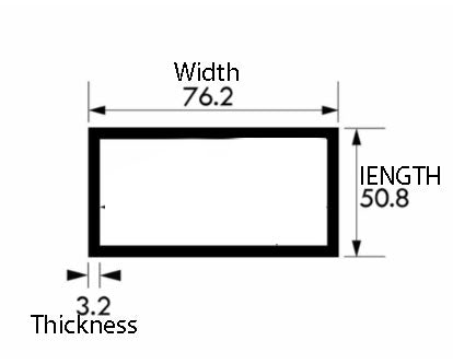 Lightweight Aluminium Rectangular Box Tube 76.2mm x 50.8mm x 3.2mm – High Strength Alloy